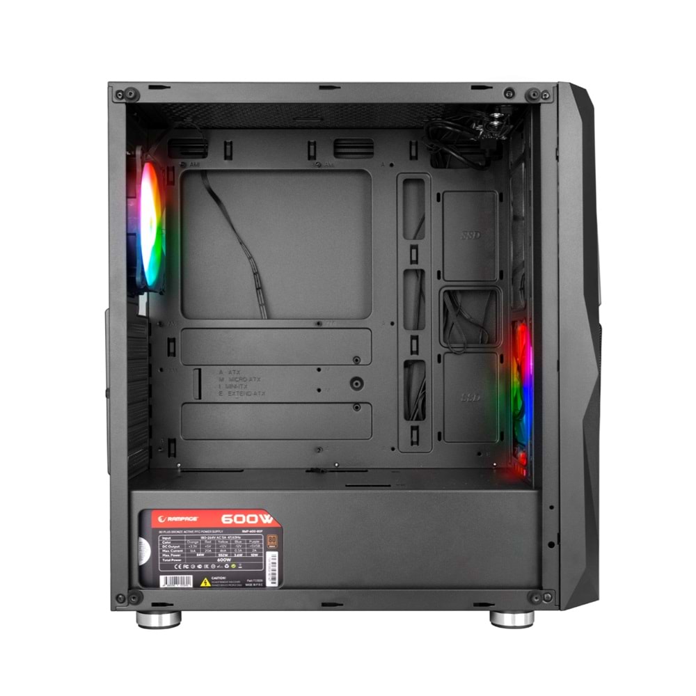 Rampage X-FORCE 3*RGB Fanlı 600W 80 Plus Bronze Tempered Camlı Gaming Oyuncu Kasası