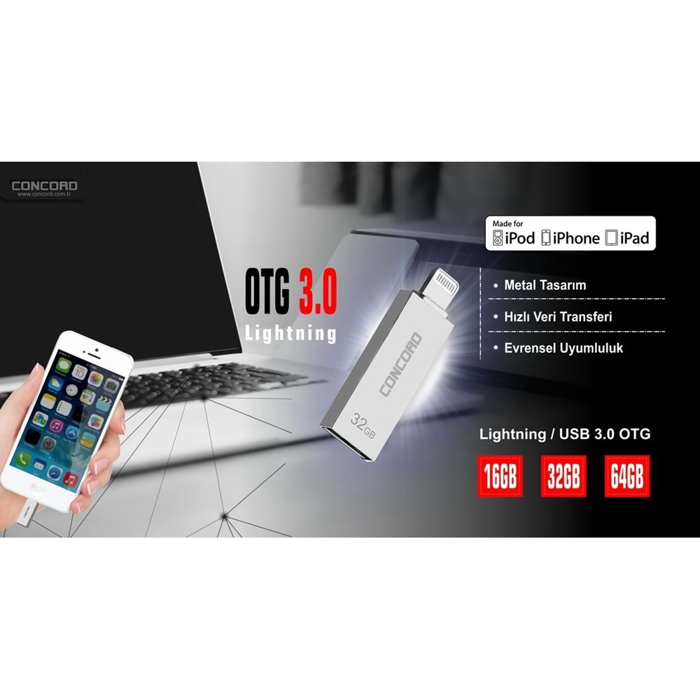 Concord C-OTGL64 64GB Otg Lightning İphone USB 3.0 Flash Bellek