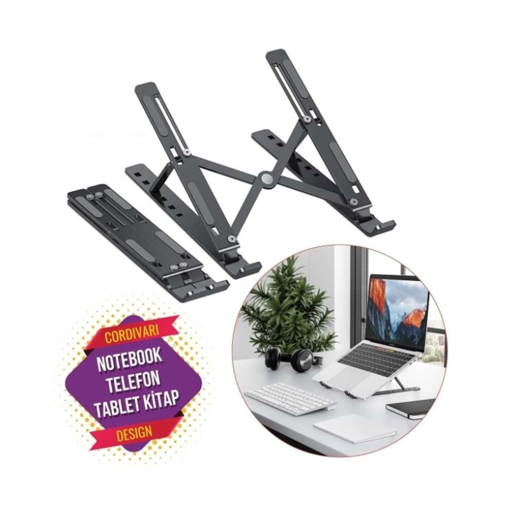 Telsan Lsh 7 Kademeli Ayarlı Katlanabilir Laptop Tablet Standı Siyah