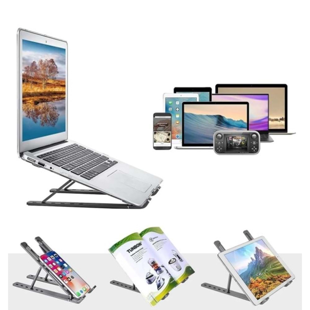 Telsan Lsh 7 Kademeli Ayarlı Katlanabilir Laptop Tablet Standı Siyah