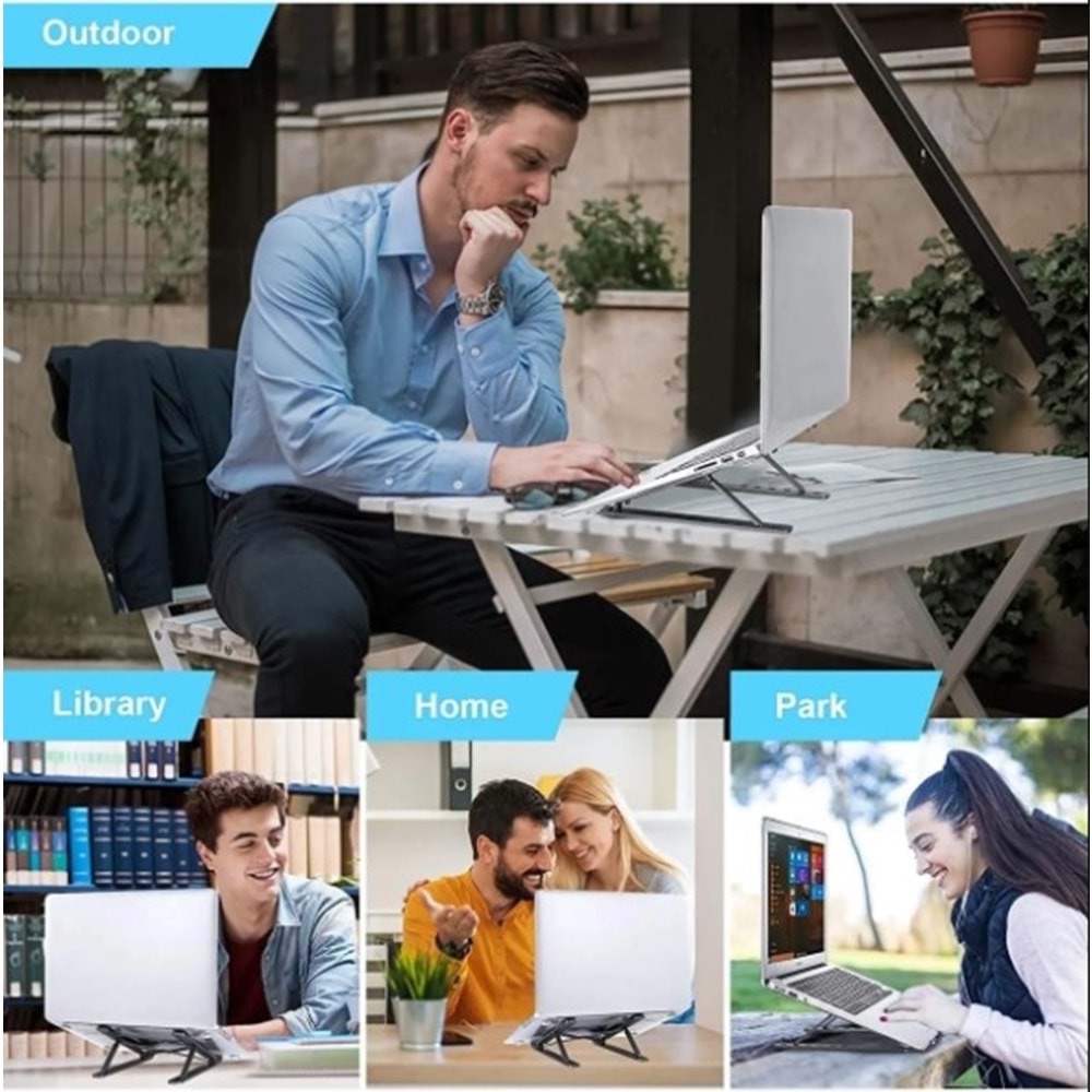 Telsan Lsh 7 Kademeli Ayarlı Katlanabilir Laptop Tablet Standı Siyah