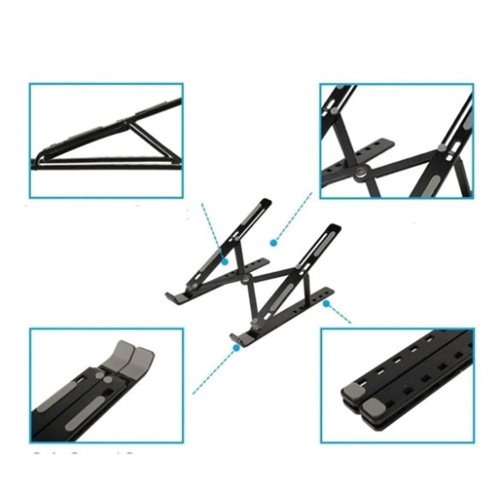 Telsan Lsh 7 Kademeli Ayarlı Katlanabilir Laptop Tablet Standı Siyah
