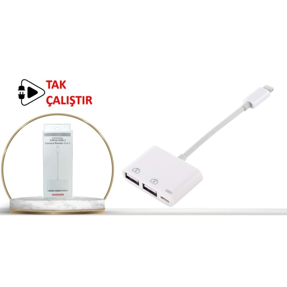 CONCORD JH-0511 LİGHTNİNG TO 2X USB ŞARJ ÇEVİRİCİ