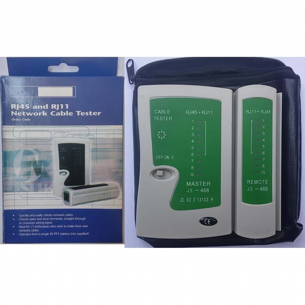 TELSAN TLS-055 NCF RJ11/RJ45 CAT5/6 ADSL TELEFON NETWORK KABLO TEST CİHAZI