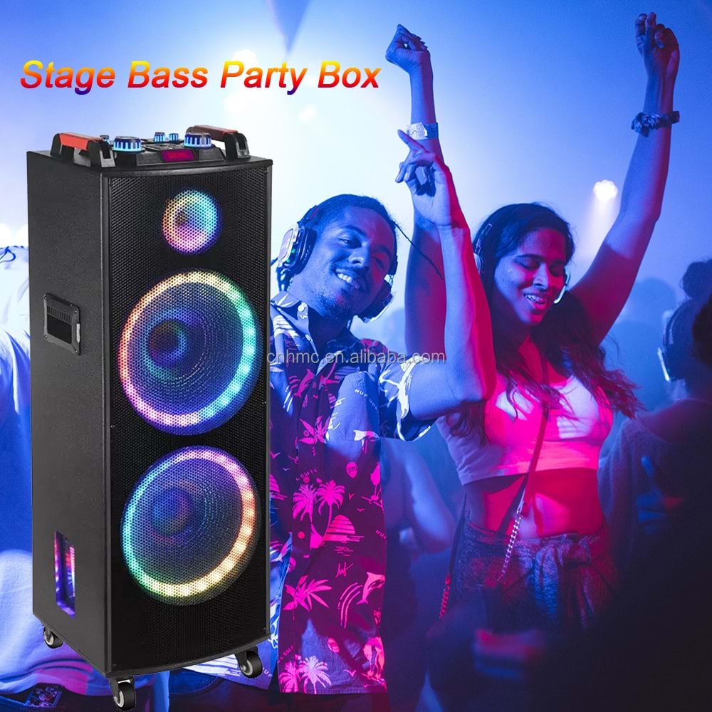 TELSAN GY-1212 SD/USB/FM 12inc*2 BLUETOOTH ÇİFT KABLOSUZ KARAOKE MİKROFONLU KUMANDALI RGB MÜZİK KUTUSU