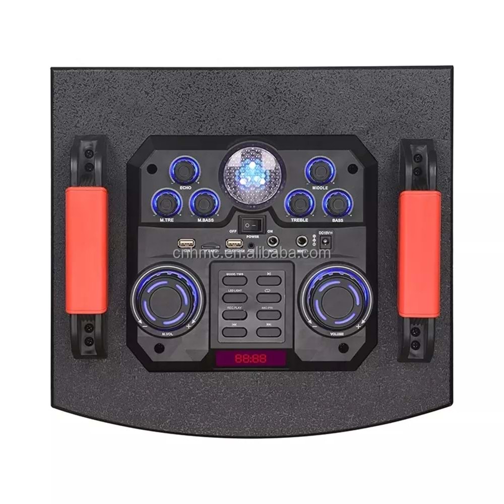 TELSAN GY-1212 SD/USB/FM 12inc*2 BLUETOOTH ÇİFT KABLOSUZ KARAOKE MİKROFONLU KUMANDALI RGB MÜZİK KUTUSU