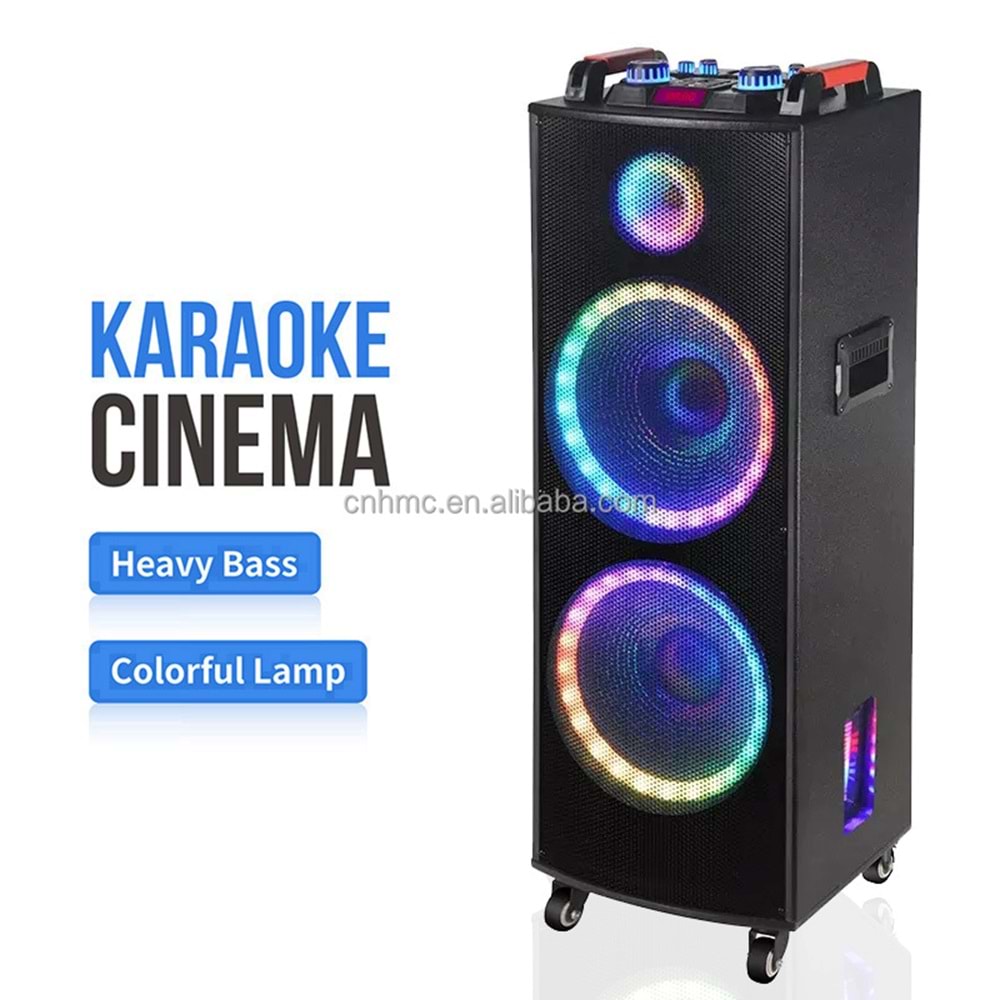 TELSAN GY-1212 SD/USB/FM 12inc*2 BLUETOOTH ÇİFT KABLOSUZ KARAOKE MİKROFONLU KUMANDALI RGB MÜZİK KUTUSU