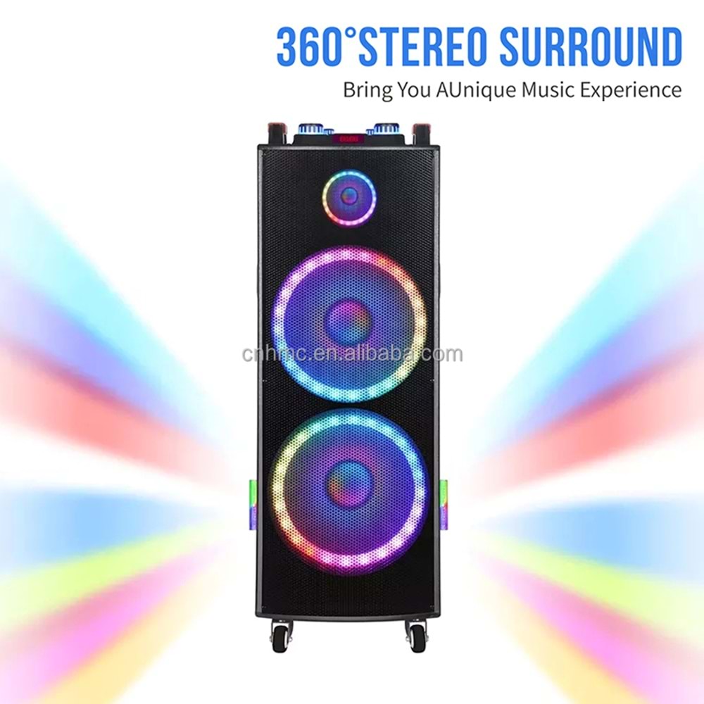 TELSAN GY-1212 SD/USB/FM 12inc*2 BLUETOOTH ÇİFT KABLOSUZ KARAOKE MİKROFONLU KUMANDALI RGB MÜZİK KUTUSU