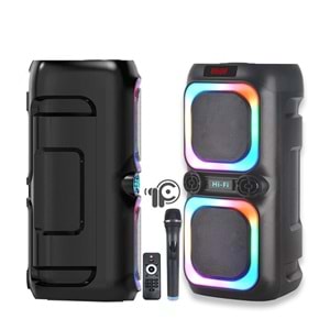 TELSAN YB-2804 SD/USB/FM DOUBLE 8*2 16inc BLUETOOTH KARAOKE KABLOSUZ MİKROFONLU KUMANDALI RGB MÜZİK KUTUSU