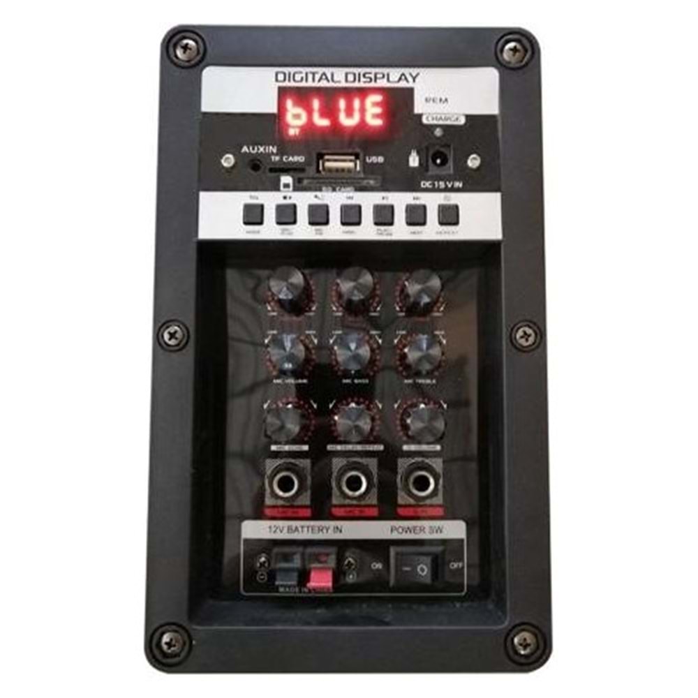 TELSAN LT-910 SD/USB/FM 10inc BLUETOOTH ÇİFT KABLOSUZ KARAOKE MİKROFONLU KUMANDALI RGB MÜZİK KUTUSU