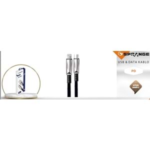 SPRANGE PDL-VİOALA 3.1A İPLİ METAL LİGHTNİNG TO TYPE-C DATA VE ŞARJ KABLOSU 1M