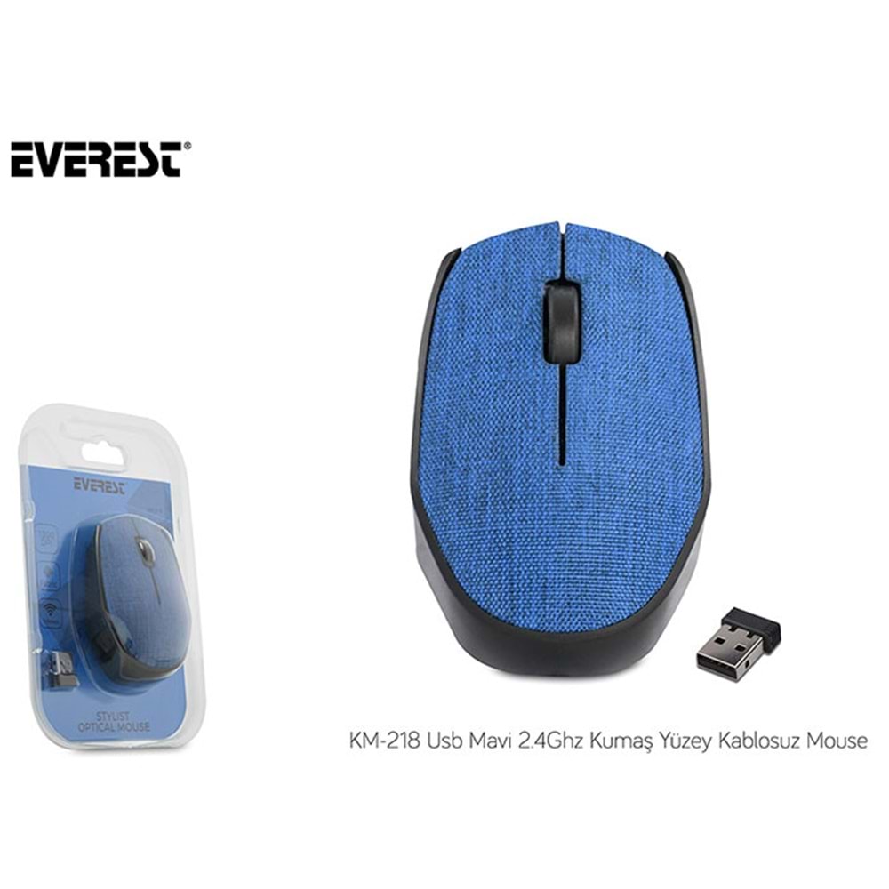 Everest KM-218 Usb 2.4Ghz Kumaş Yüzey Kablosuz Mouse